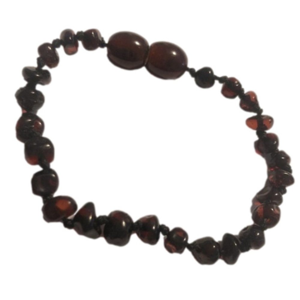 VTG Baltic Amber Beaded Knotted Bracelet w Hidden Screw Clasp Small 6”